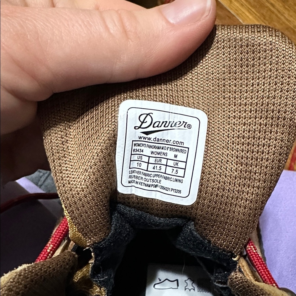 Danner Panorama Mid Hiking Boots, Brown/Red, Sz 10 - Picture 7 of 10
